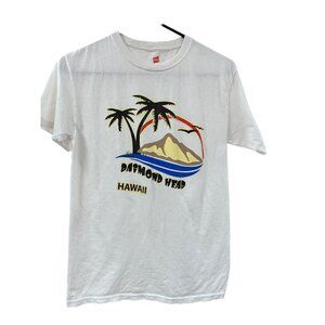 🌸3/$15🌸White Diamond Head Hawaii T-Shirt Palm Trees and Volcano sz S